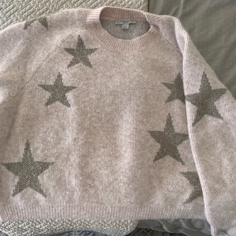 All Saints Pink and Gray Star Sweater